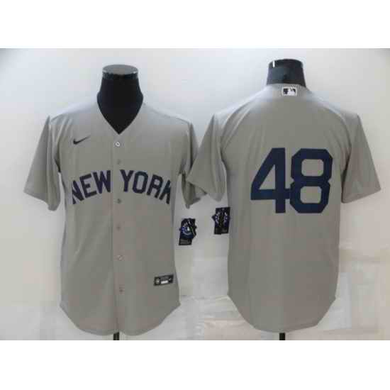 Men New York Yankees 48 Anthony Rizzo Gray Game 2021 Field of Dreams Jersey